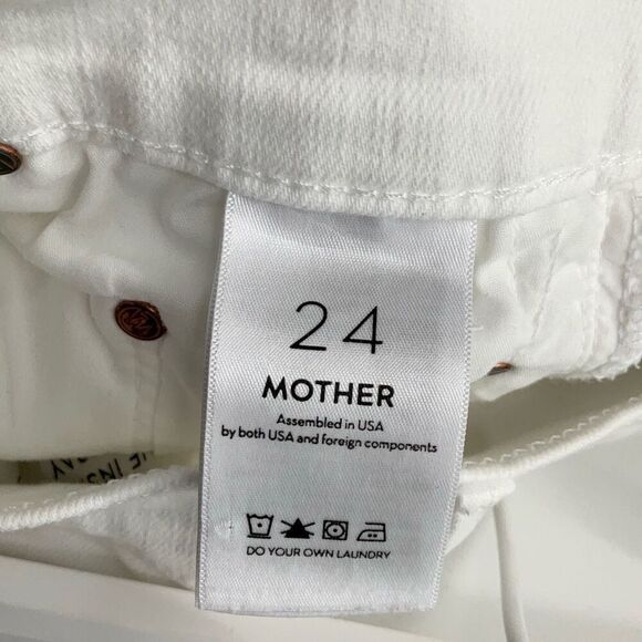 Mother White The Insider Stretch Bootcut Raw Hem Crop Step Fray Jeans Size 24 - Picture 7 of 10